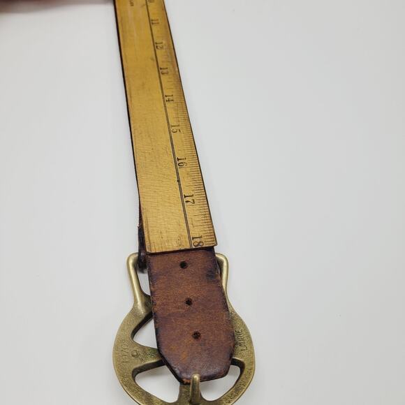 Rare VTG Belt & Buckle Duncan Laurie Solid Brass Leather Collectible Cross 1970 main image 13